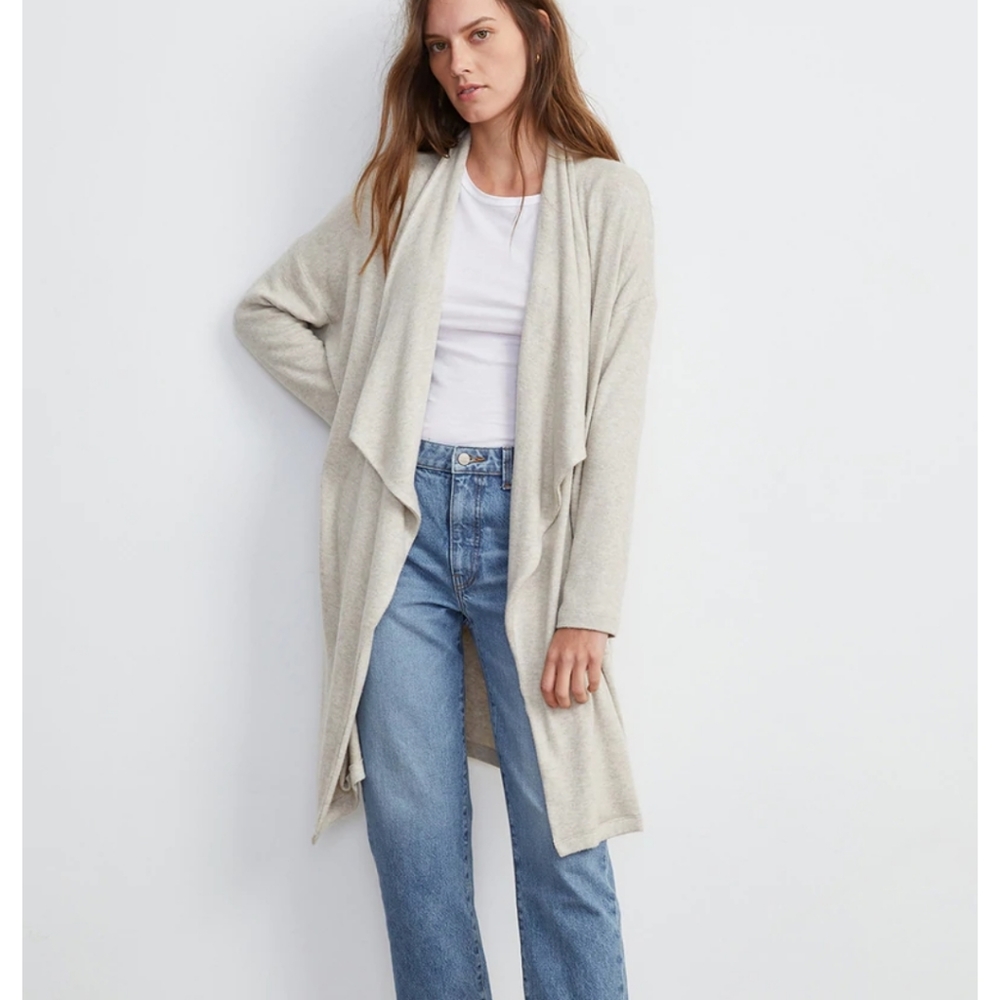 Velvet Graham and Spencer Adonia Long Drapey Cardigan Creamy Heather Grey XS